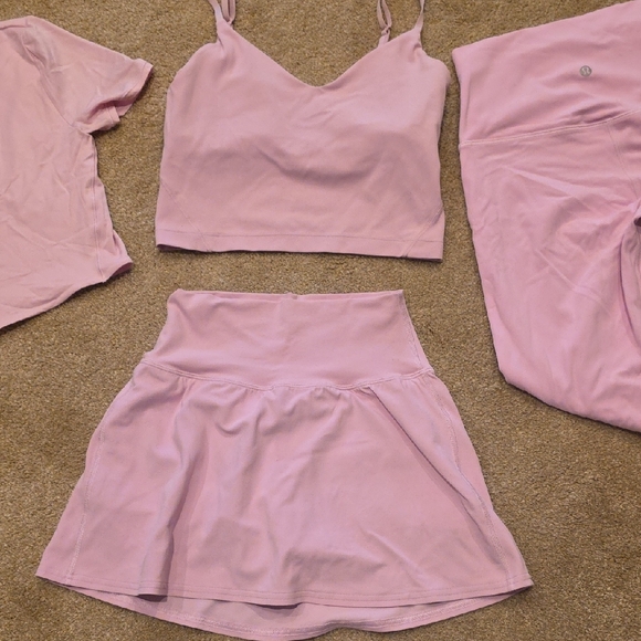 lululemon athletica Pink Activewear Set - Cropped Top, Skort, Leggings, Jacket - Picture 2 of 4